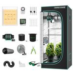 MARS HYDRO 2x2 Grow Tent Kit, TS600 LED Grow Light Full Spectrum Indoor Grow Tent Complete System, 24"x24"x55" Hydroponics Grow Tent 1680D Canvas with 4 inch 205 CFM Inline Fan and 6 inch Clip Fan