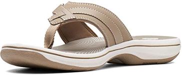 Clarks Womens Breeze Sea H Flip Flop, 9 B(M) US, Taupe Synthetic