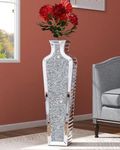 SHYFOY Tall Crushed Diamond Floor Vase Large Silver Mirror Vases for Decor Living Room Floor, Luxury Container for Dried Flower Arrangements Decor, 26.8 inches