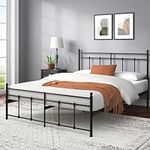 Zinus Nicholas King Size Bed Frame - Bed 150x200 cm - 30 cm Height with Underbed storage - Metal Platform Bed Frame with Headboard and Footboard - Black