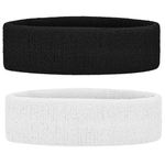 PLAY2FIT Cotton Sports Headband Pair (2 Pcs): Stay Comfortable And Focused During Every Game! For Running Basketball Tennis Cycling Football Cricket Marathon (Black & White)