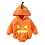 imKutie Newborn Baby Halloween Romper One-piece Long Sleeve Fleece Pumpkin Rompers Outfits for Infant Girl Boy 0-24Months