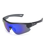 maivnz Youth Baseball Sunglasses for Boys Kids Age 8-14 Girls Softball Sunglasses UV400 Shielded Football Cycling Glasses(Black/Blue)