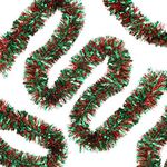 JOYYPOP 39.6 Feet Christmas Tinsel Garland Red and Green Christmas Tree Tinsel Garland Metallic Hanging Garland Decorations for Christmas Holiday Party Wedding Birthday Ceiling Stairs