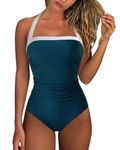 RXRXCOCO Womens Tummy Control Swimwear Halter Neck One-Piece Swimsuits Padded Swimming Costume