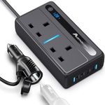 Amacam 300W Power Inverter - 12V/24V to 240V AC | 2 UK Sockets + 2 USB-A & 2 USB-C | Portable Power for Cars, Camping, Caravans & Emergency Backup