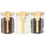 YUEYEE Glass Jars with Lids and Spoons,Tea Coffee Sugar Canisters Sets Glass Storage Jars with Lids Airtight for Tea Coffee Sugar Salt Spice 3pcs 600ml Overnight Oats Container…