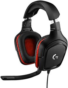 Logitech G332 Casque Gamer Filaire, Transducteurs 50 mm, Oreillettes Rotatives Similicuir, Jack Audio 3,5mm, Micro avec Sourdine Flip-Up, Poids Léger, PC/Mac/Xbox One/PS4/Nintendo Switch - Noir/Rouge