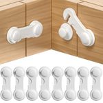 Septeamay Cupboard Locks for Children 8 Pack, Child Locks for Kitchen Cupboards, Strong Adhesive Baby Proofing Locks, Child Safety Cupboard Locks for Kitchen Cabinets, Drawer Door, Fridge