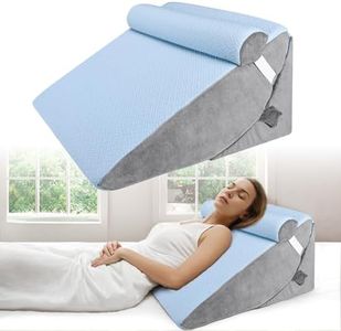 Orthopedic Bed Wedge Pillow, 3PCS Triangle Wedge Pillows Set with Headrest for Leg Elevation, After Surgery, Acid Reflux, Back Support, Adjustable Incline Cushion with Washable Cover (Blue)
