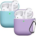 Compatible with AirPods Case Cover Silicone Protective Skin for Airpods Case 2&1 (2 Pack) Blue/Purple