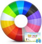 YEETIN 3D Pen Filament Refills 15 Colors, 16 ft per Color Total 240 ft, 1.75 mm PLA Compatible with SCRIB3D MYNT3D 3D Pen Comes with 2 Finger Caps & 3D Pen Template Book [3D Pen NOT Include]