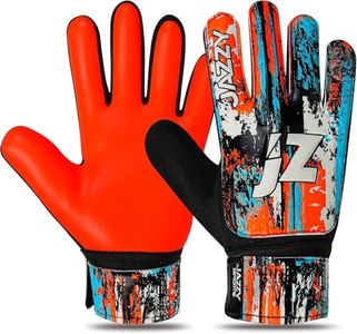 Jazzy Sports Soccer Goalie Gloves for Kids, Youth Goalkeeper Gloves Anti Slip 4mm Latex Palm with Strong Grip Double Wrist Protection (Orange, Size 5 Suitable for 9-12 Years)