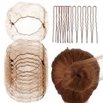 Abeillo Hair Nets for Buns, Ballet Hair Net, 20 Pcs 50 Cm Individual Package Invisible Hair Nets and 40 Pcs U Shaped Hair Pins Set for Women, Girls, Ballet Dancer, Nurse(Brown)