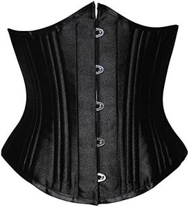 SHAPERX Women's Waist Training Corsets Underbust Heavy Duty 26 Steel Boned Hourglass Silhouette Body Shaper, SZ1908-Black-L