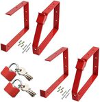 Spares2go Universal Lockable Wall Ladder Double & Triple Section Rack Brackets & Padlock Set (Red, Pack Of 2 Pairs)