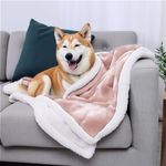 Waterproof Blanket for Small Dogs for Pet Hair Resistant Bedding, Soft Puppy Blanket, Water Proof Couch Blanket for Dogs, Double-Side Sherpa Blanket for Pets (Pink Beige, M 30x40”)