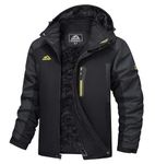 TACVASEN Sports Jacket Men Waterproof Mountain Jacket Warm Fleece Winter Jacket Combat Tactical Cargo Army Pullover Rain Coat Hoodies Jacket Zip Pocket, Black Grey, XL