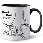 Fathers Day Birthday Gifts From Daughter Son Kids, Personalized Dad Papa Mug with Name 11oz, Best Dad Ever Present, Unique Gifts for Dad Stepdads Husband Men