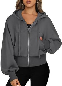 ANRABESS Womens Zip Up Hoodies Cropped Sweatshirts Casual Comfy Cute Zip Jackets Fashion Trendy Fall Outfits 2026 Y2K Clothes Deep Grey Medium
