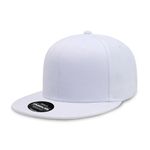 CHOK.LIDS Flat Bill Visor Classic Snapback Hat Blank Adjustable Brim High Top End Trendy Color Style Plain Tone Baseball Cap (White.)