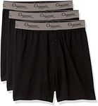 Organic Signatures Men's Boxers 100% Organic Cotton, Soft Boxers for Men, 3-Pack (Size Medium, Black)