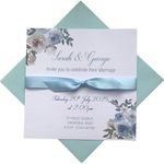 Handmade & Personalised Wedding Day Invitation Card - Bride & Groom - Coloured Envelope - Names, Date, Time Location, RSVP - Various Colours and Pack Quantities To Choose (WD12)