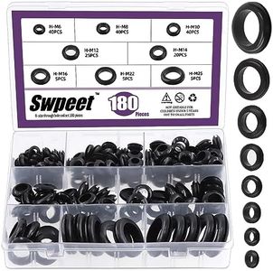 Swpeet 180Pcs 8 Common Sizes Black Rubber Grommet Assortment Kit, Rubber Wire Grommets for Holes, Firewall, Cable, Automotives and Wires Protection, Approx 1/4" 5/16" 3/8" 1/2" 9/16" 5/8" 7/8" 1"