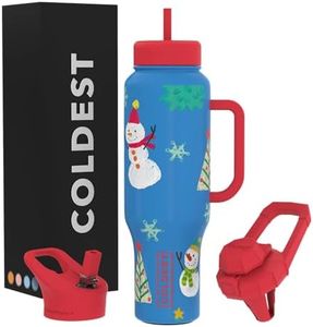 Coldest Tumbler with Handle and Straw, 100% Leak Proof Insulated Tumbler with Lid and Straw (3 Lids), Stainless Steel Tumblers for Women & Men, Cup Holder Friendly Base, 46 oz (Mr. Snowie)
