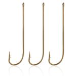 Dr.Fish 100 Pack Aberdeen Fishing Hooks Extra Long Shank Bronze Light Wire Offset Hooks High Carbon Steel Live Bait Hooks Freshwater Bass Crappie Walleye Panfish Rigs Size 8