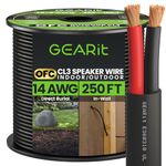 GearIT 14/2 Speaker Wire (250 Feet) 14AWG Gauge - Outdoor Direct Burial in Ground/in Wall / CL3 CL2 Rated / 2 Conductors - OFC Oxygen-Free Copper, Black 250ft