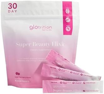 Glotrition Super Beauty Elixir - Collagen Peptides Skincare Drink Packets with Vitamin C, Hyaluronic Acid & Biotin