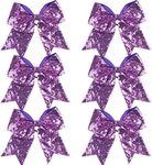 Metallic Sequin Mermaid 8 Inch Cheer Bow Cheerleader Cheerleading Jumbo Cheer Bow School Girl(Lavender Sequin)