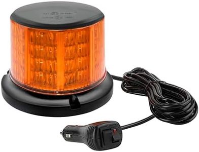 Polieez LED Emergency Strobe Light for Vehicles, Amber Flashing Warning Light with Magnetic Base, 64 LEDs & 10 Modes, Beacon Light for for Construction Vehicle Tow Truck Tractor Golf Cart (Magnet)