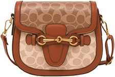 Women Small Crossbody Bags Women Golden Buckle Leather Purse Handbag Fashion Design, Brown, Fashion Crossbody Bag Women Lv