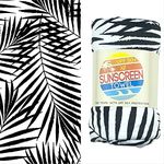 Luv Bug Oversized UPF Pool/Beach Towel, Sunscreen Towel, UV Protection, UPF 50+, Sand Free Absorbent & Quick Dry Swimming Towel for Beaches, Camping, & Travel (40"x 58.5", Black & White Palm)