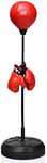 LDALY Punching Bag for Adults & Teens, Boxing Bag with Stand, Upgrade Reflex Speed Bag w/Gloves, 48”-61” Adjustable Height & Hand Pump, Freestanding Boxing Equipment for Home Gym Workout Training