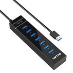 7-Port USB 3.0 Hub - IVETTO Data Hub USB Splitter with Long Cable 38-inch for Laptop, PC, MacBook, Mac Pro, Mac Mini, iMac, Surface Pro and More USB Devices