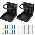EEEKit Car Cup Holder, 2 Pack Adjustable Folding Cup Drink Holders, Automotive Plastic Cup Stand 99mm with Screws and Tapes for Car Truck Boat Van Home Office, Black