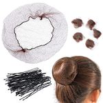 Ballet Hair Net for Girls, Ballet Bun Net Brown Bun Net Invisible Hair Net for Child 50Pcs Ballet Net and 50Pcs Bobby Pins Hair Bun Accessories for Ballet Dancers Child Girl Women