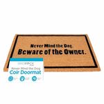 BIRDROCK HOME Beware of The Owner Doormat - Front Door Mat for Indoor Outdoor Entrance - Black Border Rug for Entryway, Porch, Patio, House, or Backdoor - Low Profile, Easy to Clean - 18x30