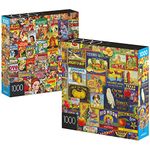 2-Pack of 1000-Piece Jigsaw Puzzles, Retro Comics and Fruit Labels | Puzzles for Adults and Kids Ages 8+, Amazon Exclusive