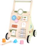 Asweets Wooden Baby Walker Push and Pull Learning Activity Walker Kids’ Activity Toy Multiple Activities Center Develops Motor Skills & Stimulates Creativity(Green)