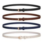 WERFORU 4 Pack Women Skinny PU Leather Belt for Dress Jeans-Thin Waist Belt with Gold Alloy Buckle(black+coffee+blue+beige,suit for pants size 24"-28")