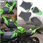 Lorababer Motorcycle Breathable Gel Seat Pad Leather Driver Passenger Cushion Pad Touring Saddle Compatible with K-awasaki Ninja 400 NINJA400 Z400 Z 400 2018-2023 2019 2020 2021 2022 (Rear-Black)