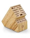 Cook N Home Bamboo Knife Storage Block Without Knives, 20 Slot Universal Knife Holder Countertop Butcher Block Knife Stand for Easy Kitchen Storage