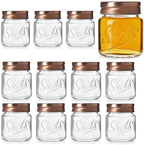 Juvale 12 Pack Mini Mason Jar Shot Glasses with Lids, 2 oz for Ginger Shots, Juices, Cocktails, Homemade Sauces