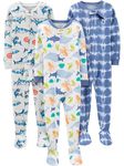 Simple Joys by Carter's Baby Boys' Snug-Fit Footed Cotton Pajamas, Pack of 3, Animal/Tie Dye, 18 Months