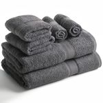 SweetNeedle 6 Piece Towel Set - 2 Bath Towels, 2 Hand Towels and 2 Washcloths Cotton Daily Use Hotel Spa Quality Soft Highly Absorbent Quick Dry Light Weight (Charcoal Grey)