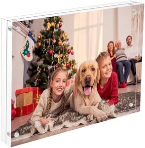 Niubee Clear Acrylic Photo Frames 8x10", Magnetic Acrylic Block Picture Frame, Double Sided Frameless Desktop Photograph Display with Gift Box Package